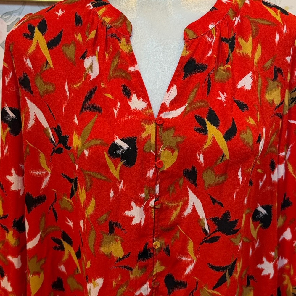 Rachel Zoe Red Multicolor Floral Blouse - Picture 5 of 6